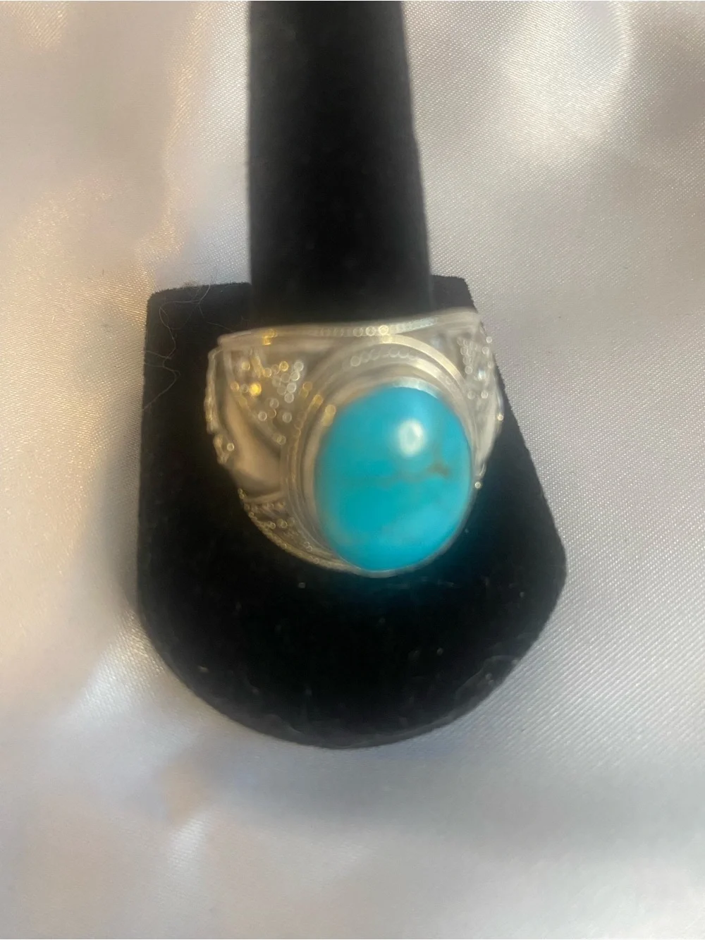 Vintage Sterling Silver Turquoise Statement Ring Bold Boho Southwestern Gemstone